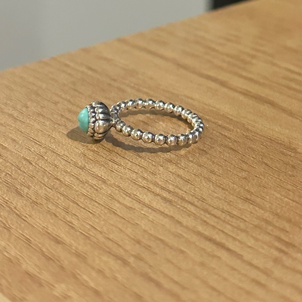 Pandora Silver and Blue Beaded Ring
